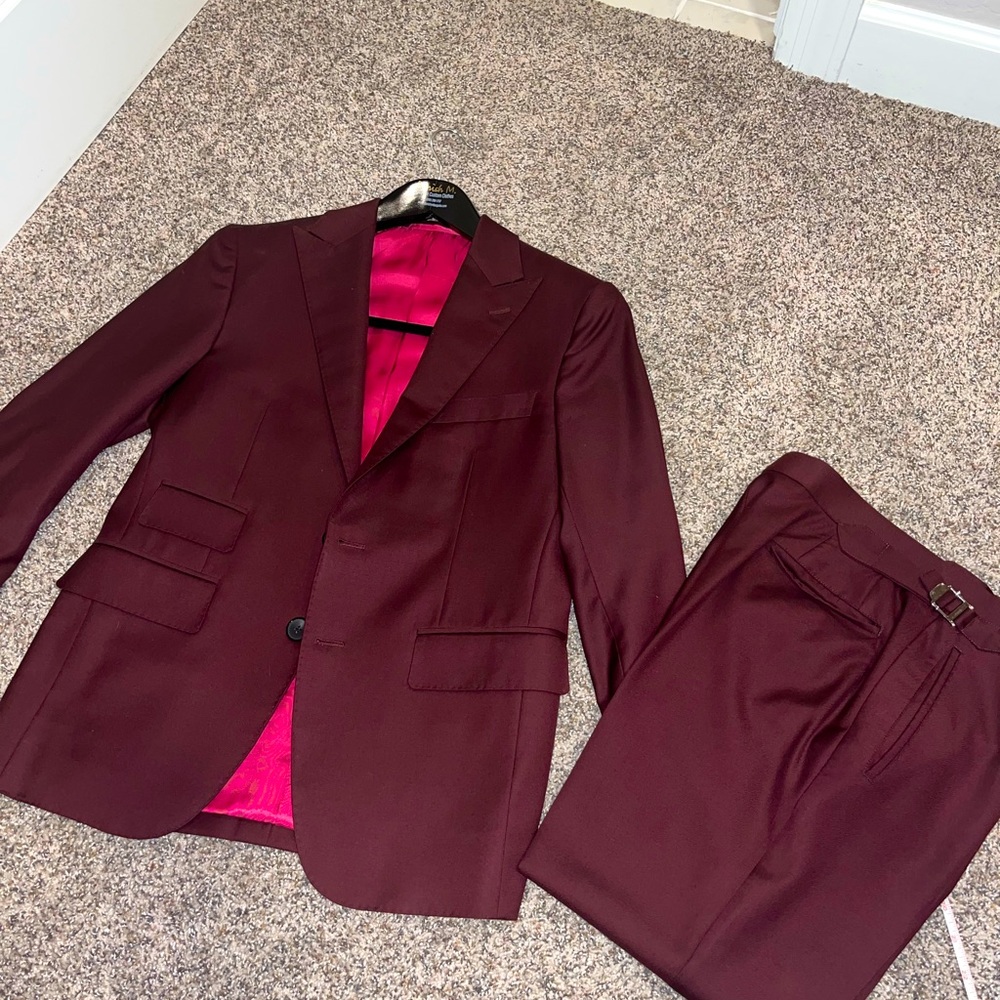 Custom burgundy 3 price suit- bespoke